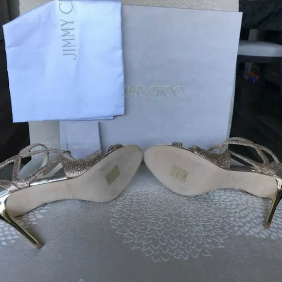 Jimmy Choo Leslie 100 Shoes - Sand/Champagne - Size 37.5 - Picture 5 of 8